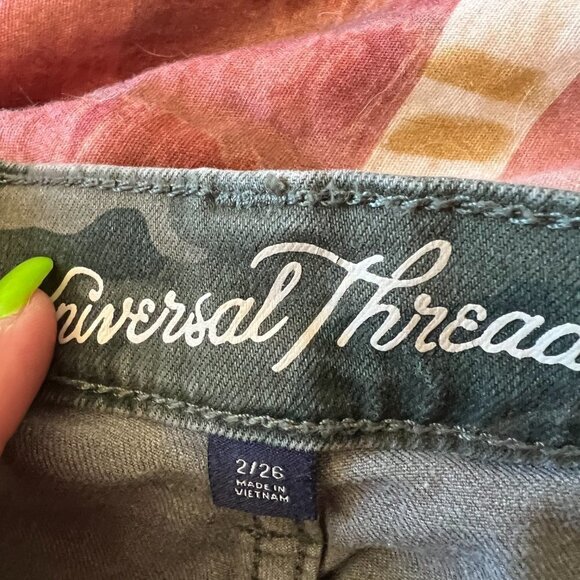 Universal Thread Camo Army Green Straight Denim Pants Jeans Snap Pockets - Picture 5 of 11